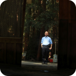 Classic old trick ot taking a self snapshot at Henry Miller's west coast Big Sur home turned memorial library.